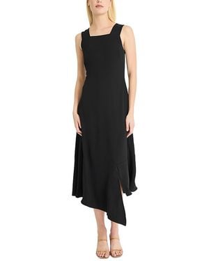 Luxely Square Neck Asymmetrical Maxi Dress - Black