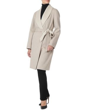 Sofiacashmere Belted Wool & Cashmere Coat - White