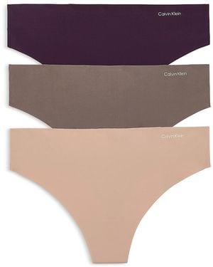 Calvin Klein Invisibles Thong, Pack Of 3 - Purple