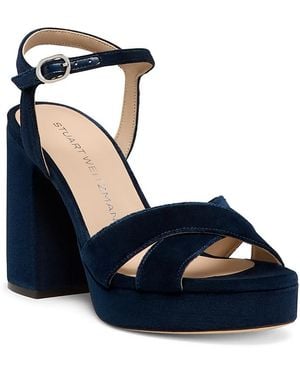 Stuart Weitzman Dayna Velvet Platform Sandals - Blue