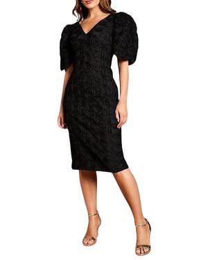 Coast Floral Pleated Sleeve Pencil Dress - Black