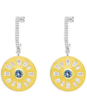 Meira T 14K Diamond & Topaz Disc Drop Earrings - Yellow