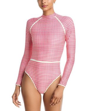 Aqua Long Sleeve One Piece Swimsuit - Pink