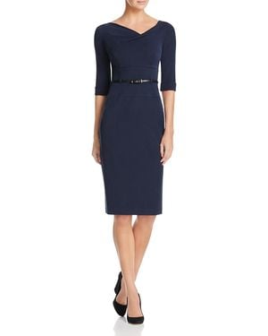 Black Halo Jackie O Belted Sheath Dress - Blue
