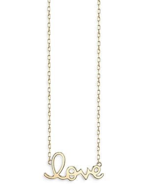 Sydney Evan 14K Pure Small Love Script Pendant Necklace, 18 - White