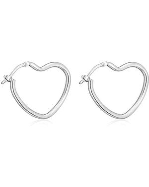 Oradina Sterling Sweetheart Hoops - Metallic