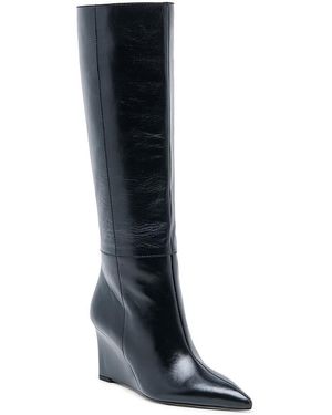 Dolce Vita Emila Leather Knee High Wedge Boots - Black