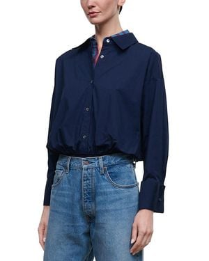 STAUD Uptown Cotton Stretch Bodysuit - Blue