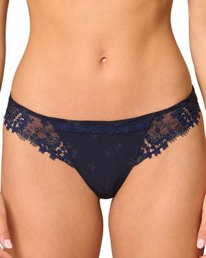 Simone Perele Wish Lace-Side Thong - Blue