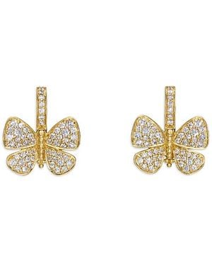 Temple St. Clair 18K Diamond Snow Butterfly Earrings - Metallic