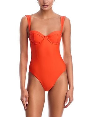 Jonathan Simkhai Kyle Bustier One Piece Swimsuit - Red