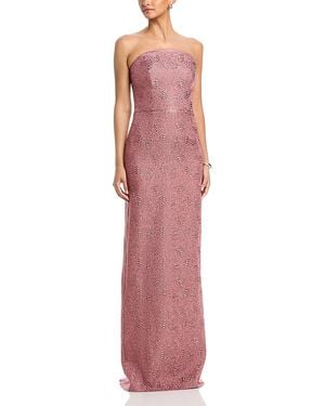 Teri Jon Metallic Jacquard Strapless Gown - Pink
