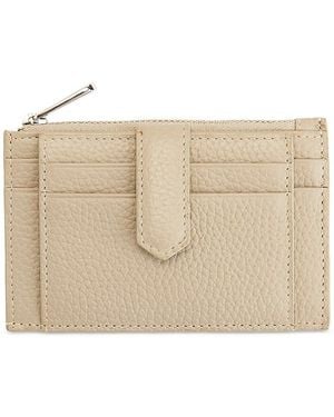 ROYCE New York Zippered Compact Card Case Wallet - Natural