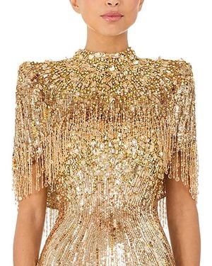 Jenny Packham Ellen Mock-Neck Beaded Top - Brown