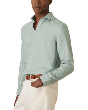 Reiss Ruban Long Sleeve Linen Shirt - Gray