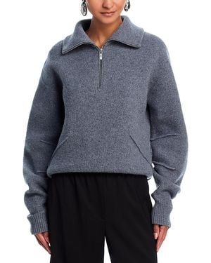 Helmut Lang Wool Half Zip Funnel Neck Sweater - Blue