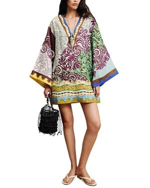 ALÉMAIS Alita Deep V Neck Linen Mini Dress - Multicolor