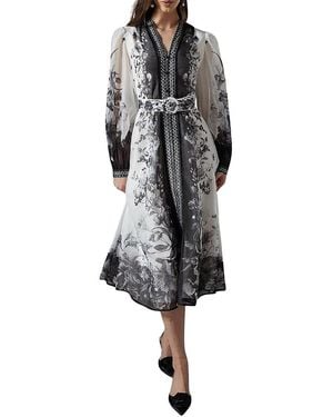 Coast Printed Organza Shirt Dress - Black
