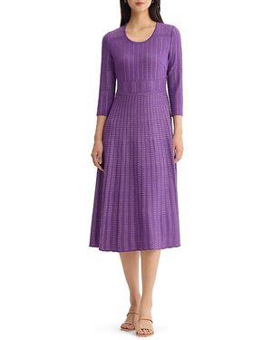 Misook Fit & Flare Multi-Stitch Soft Knit Maxi Dress - Purple