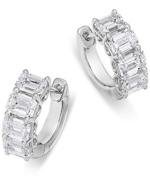 Bloomingdale's Fine Collection Luxe Collection Certified Lab Grown Diamond Emerald Cut Huggie Hoop Earrings - White