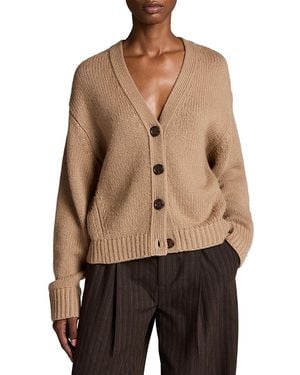 Vince Wool & Cashmere Boxy V Neck Cardigan - Natural