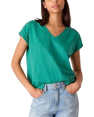 Whistles Willa V Neck Cap Sleeved Tee - Green