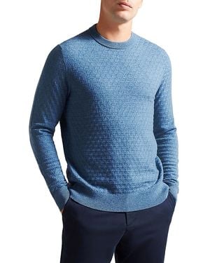 Ted Baker Textured Stitch Crewneck Sweater - Blue
