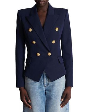 Balmain Fitted Wool 6-Button Jacket - Blue