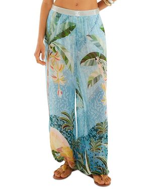 FARM Rio Embroidered Balloon Pants Swim Cover-Up - Green