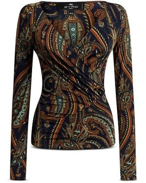 Etro Surplice Neck Knit Top - Black