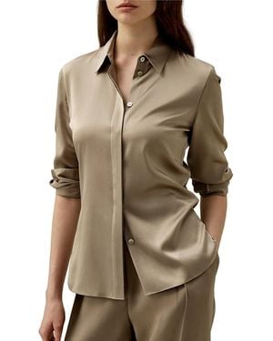LILYSILK Elegant Silhouette Silk Shirt - Natural