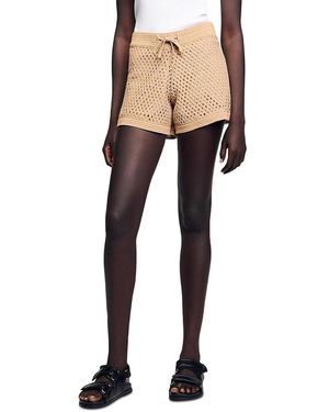 Sandro Strass Open Knit Shorts - Natural
