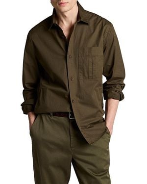 Vince Classic Fit Cotton Overshirt - Green