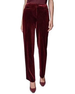 Donna Karan Velvet Straight Leg Pants - Red