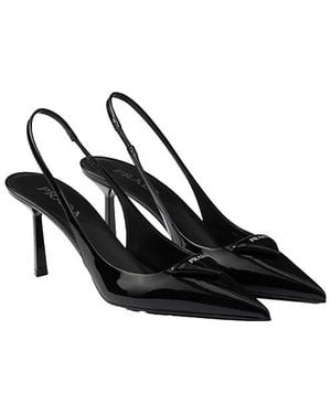 Prada Patent Leather Slingback Pumps - Black