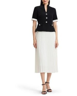 Ming Wang Noelle Pleated Crepe Maxi Dress - Black