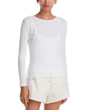 Leset Pointelle Layered Top - White