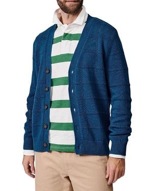 aubi Rainham V-Neck Checked Cardigan - Blue