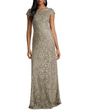 Tadashi Shoji Dusen Vine Embroidered Tulle Gown - Multicolor