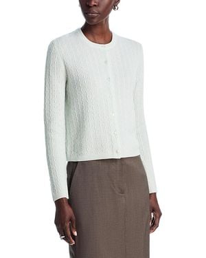 Theory Ribbed Cable Knit Cashmere Cardigan Sweater - Gray