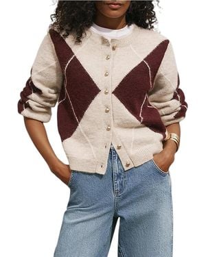 Mint Velvet Wool Blend Argyle Cardigan - Blue