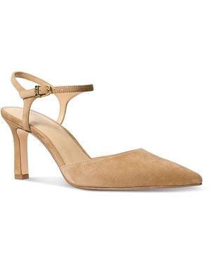 Michael Kors Amara Suede Mid Heel Pumps - Natural