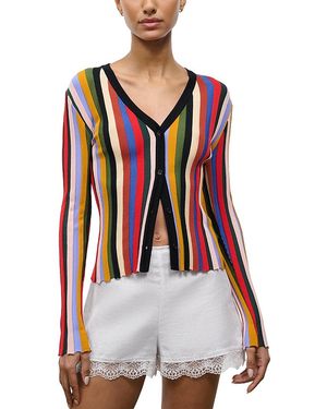 STAUD Ezra Striped Cardigan - Red