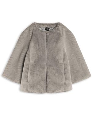 Echo Collarless Faux Fur Jacket - Gray