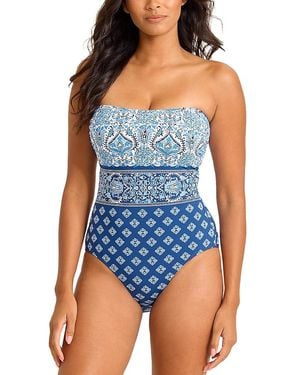 Tommy Bahama Noble Pineapple Bandeau One Piece Swimsuit - Blue