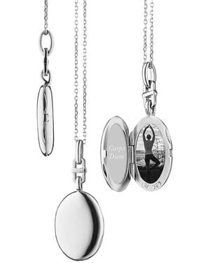 Monica Rich Kosann Slim Lockets Oval Pendant Necklace, 16-18 - White