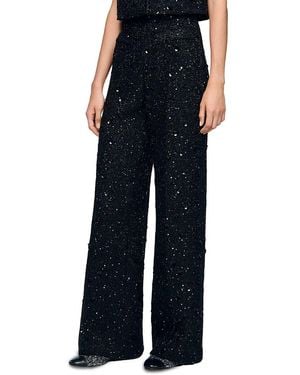 Sandro Bennett Rhinestone Tweed Trousers - Black