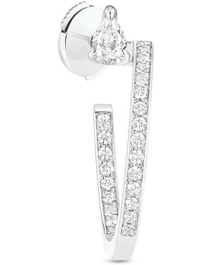 Repossi 18K Serti Sur Vide Diamond Pear & Round Left Single Drop Earring - White