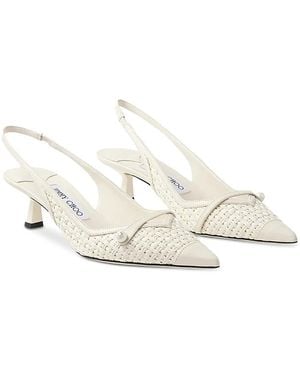 Jimmy Choo Amita 45 Raffia Slingback Pumps - White