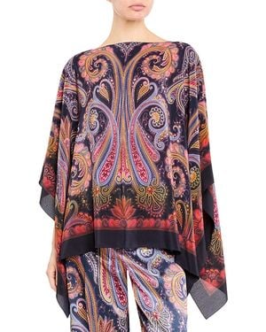 Etro Silk Paisley Poncho - Red